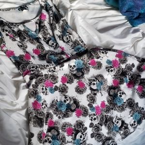 Dress with Skulls and Flowers